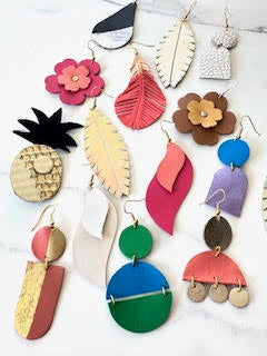 DIY leather earrings and brooch EVE