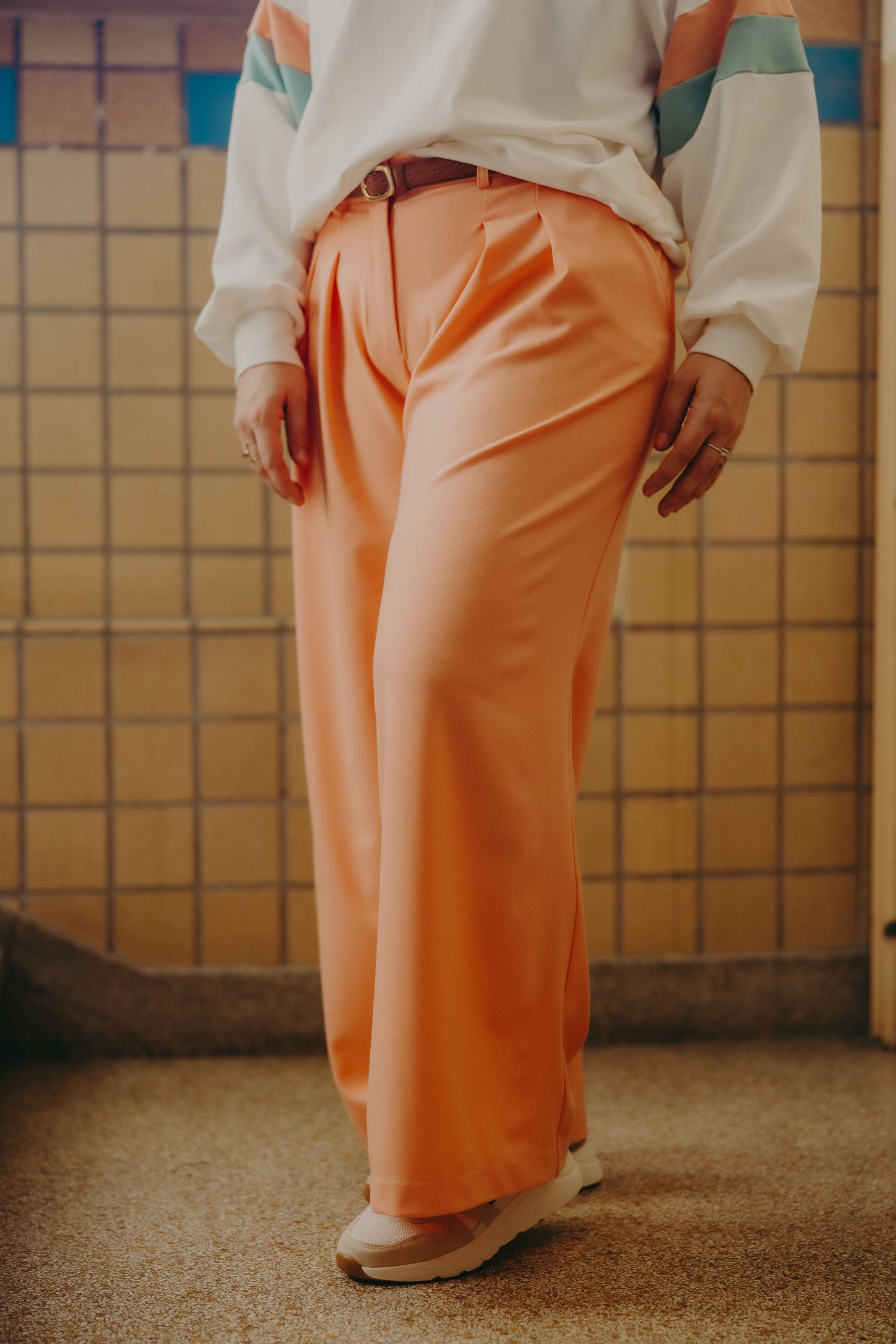 Pantalon - SAMUEL Blanc cassé/Corail