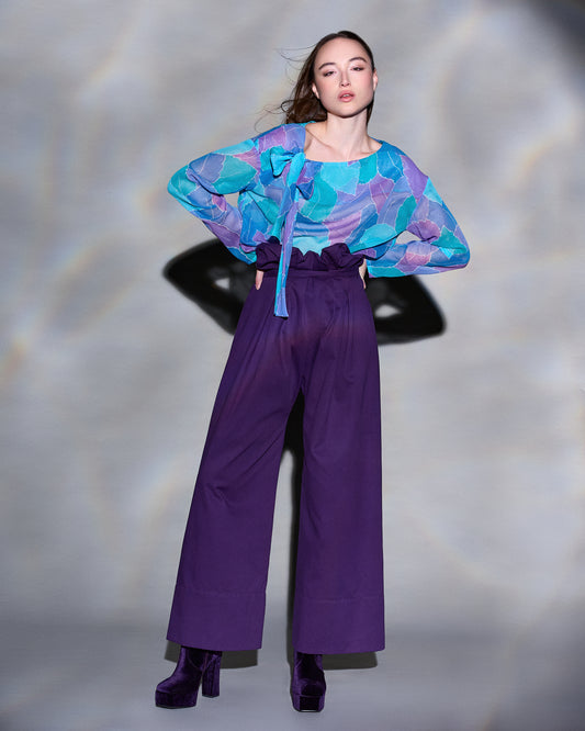 Blueish Top With Bow