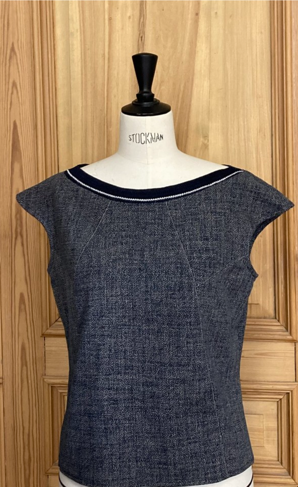 Blouse col bateau bleu et blanc