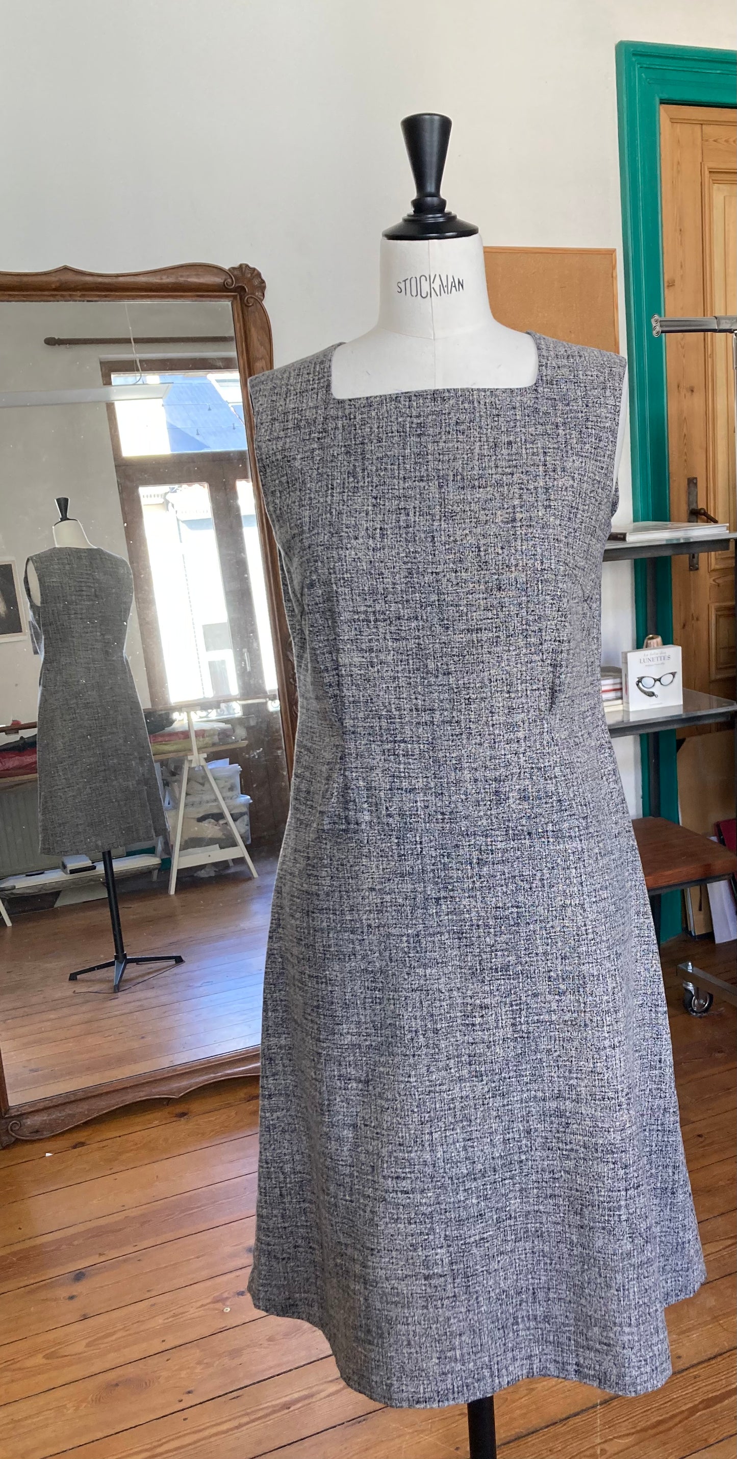 Robe coton japonais beige/noir