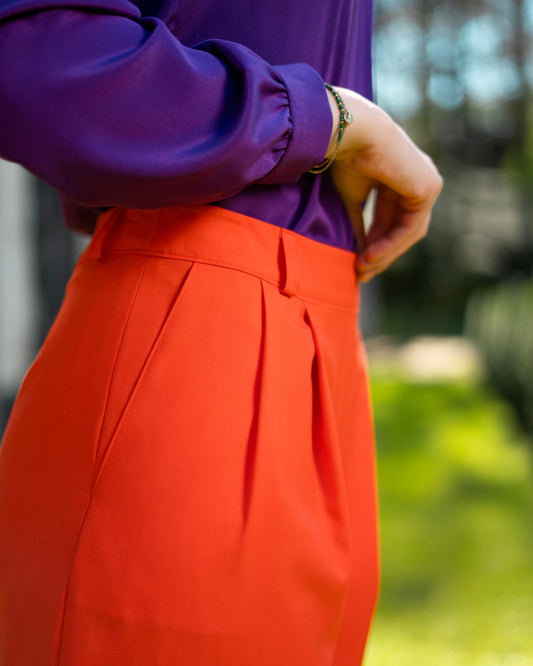 Zoé - Pantalon Pli Avant 7/8 Orange