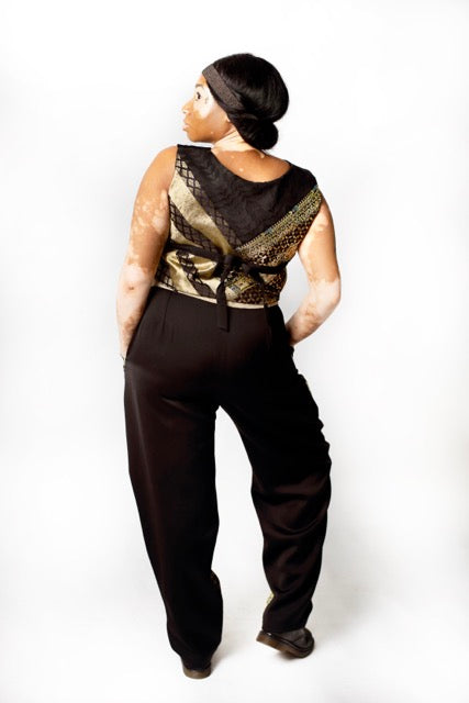 Black White Gold Waistoat