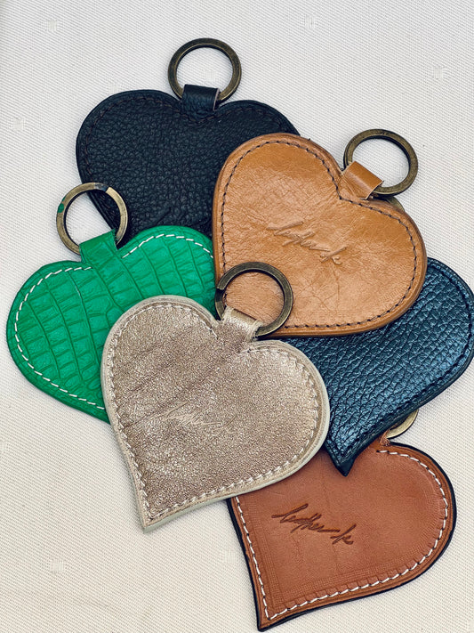 Porte clés en cuir - coeur