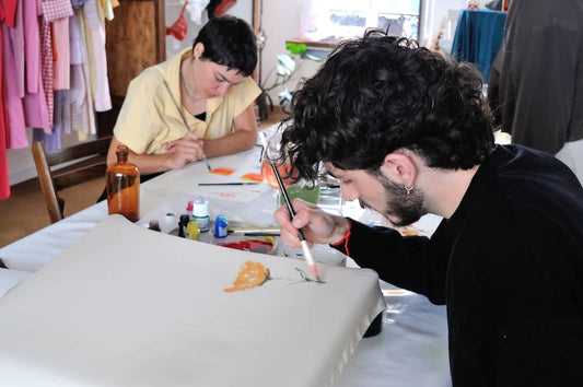 Painting on silk scarf