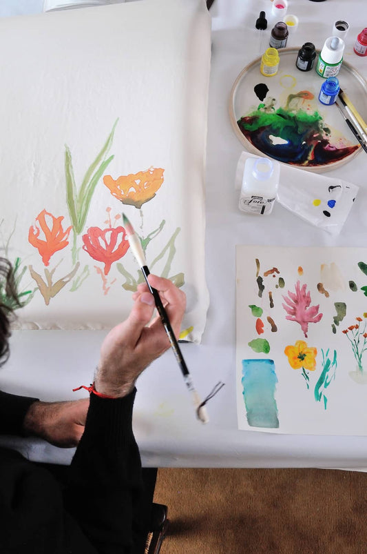 Peinture sur foulard en soie