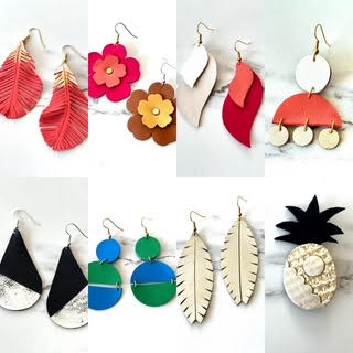 DIY leather earrings and brooch EVE