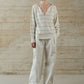 Around Mrs. O - Sweater Bari Cream Blue - 100% cashmere