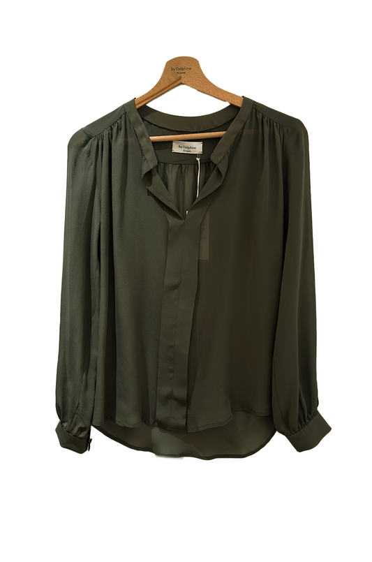 Louise - Chemisier Plis Devant Khaki