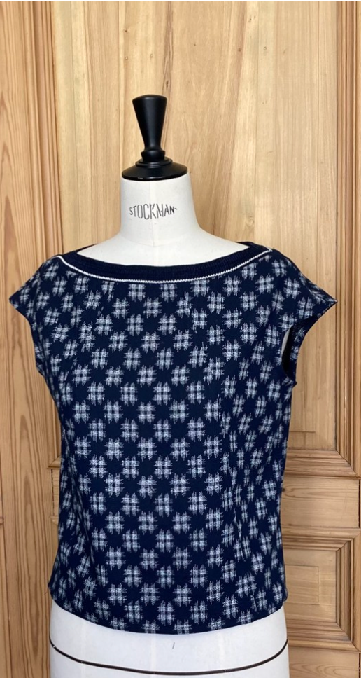 Blouse col bateau indigo