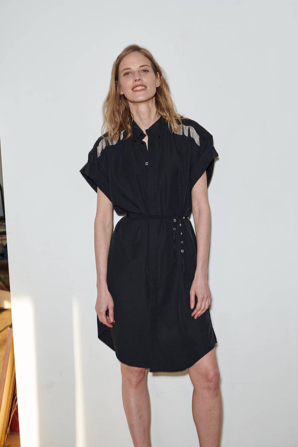 Boyfriend Shirt Dress - Marc Chains Black