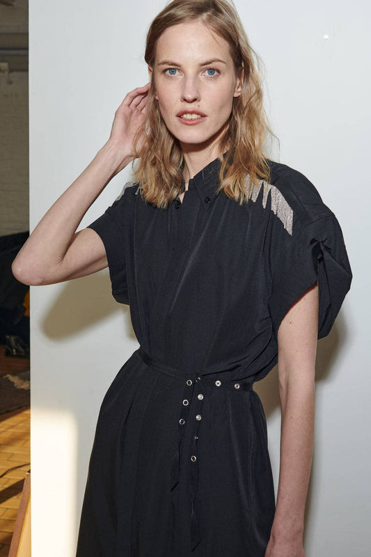 Boyfriend Shirt Dress - Marc Chains Black