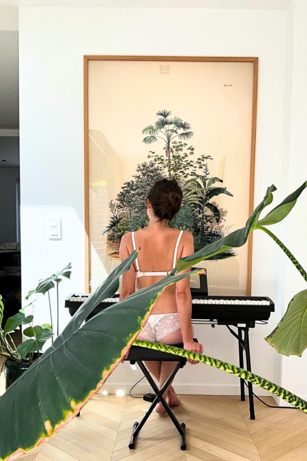 Odette la culottée - Culotte tanga dentelle et coton - Crème