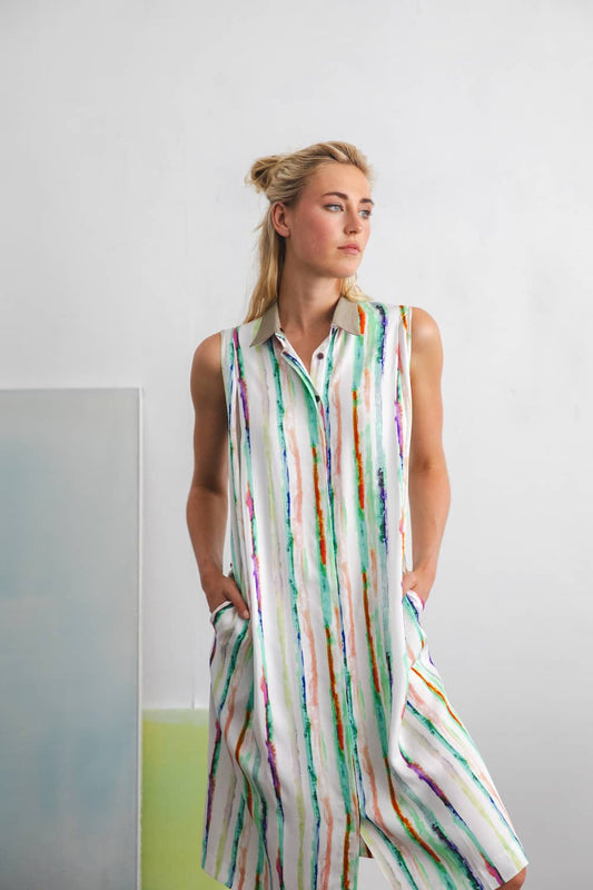 Powder midi dress - Paint lines