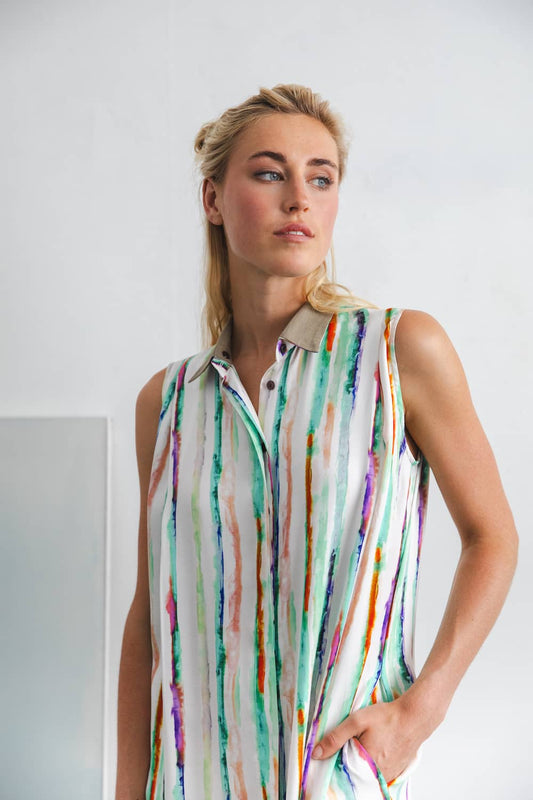 Powder midi dress - Paint lines