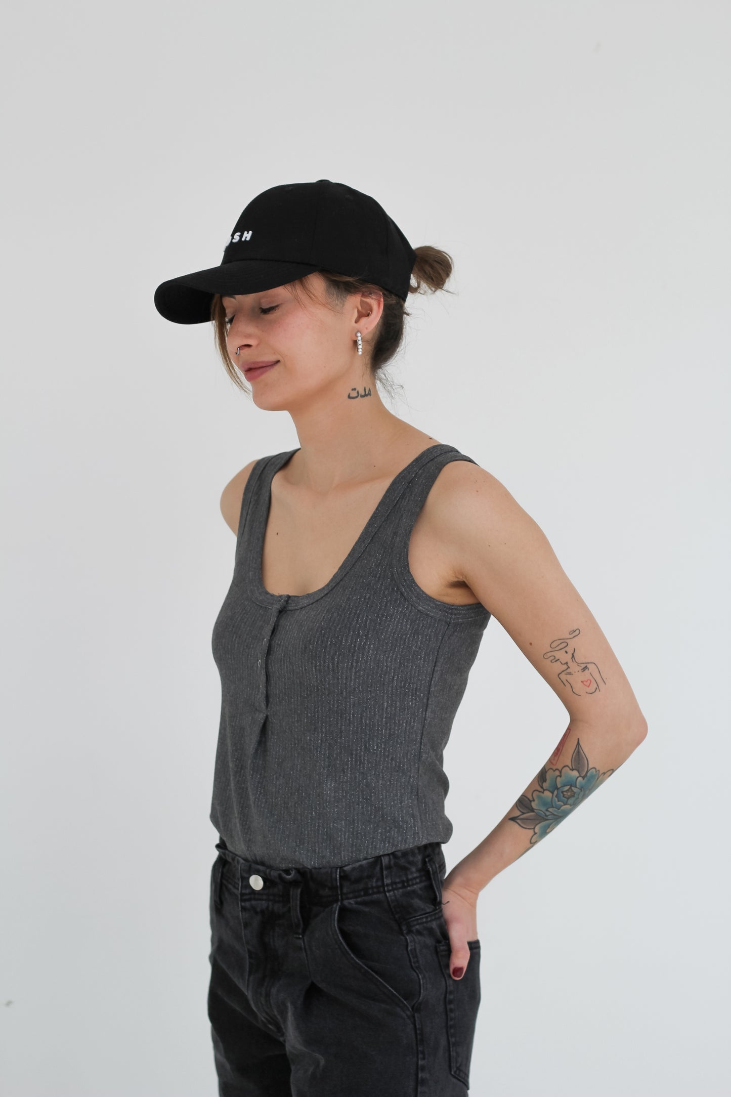 Tank Top with Snaps - Annet Sparkle Gray