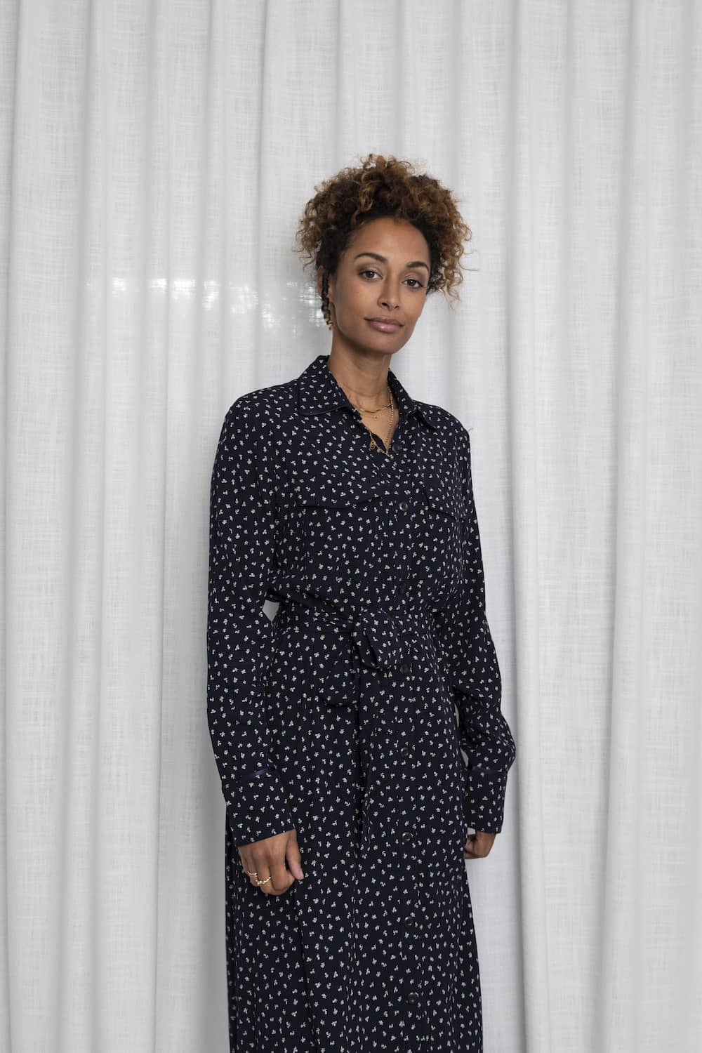 Robe longue Fleuri navy