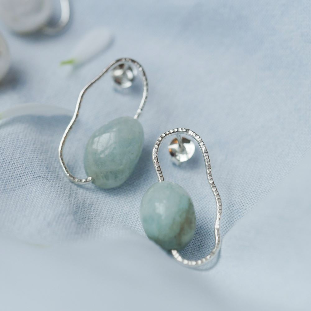 Tiroir de Lou - Boucles d'oreilles Charlotte - argent 925 + aigue-marine