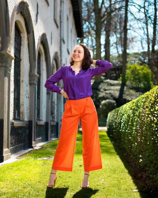 Zoé - Orange 7/8 Front Pleat Pants