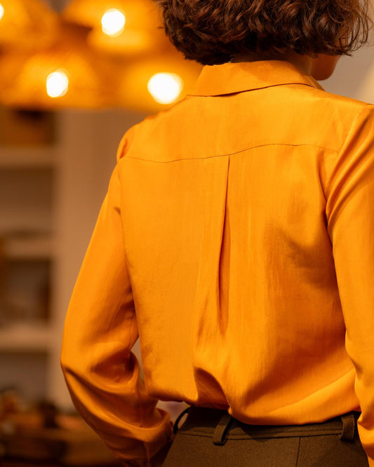 Eve - Ocher Hidden Buttonhole Blouse