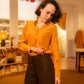 Eve - Ocher Hidden Buttonhole Blouse