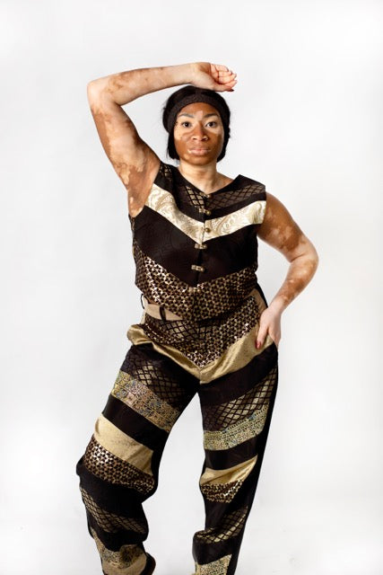 Black White Gold Waistoat