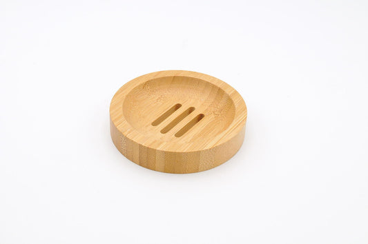 Round bamboo soap dish